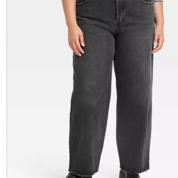 🆕👖 Universal Thread Mid-Rise 90s Baggy Straight Jeans, Sz 24, Black Wash - Picture 2 of 4